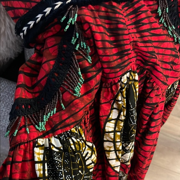 Strapless Red Patterned Dress - Picture 5 of 10